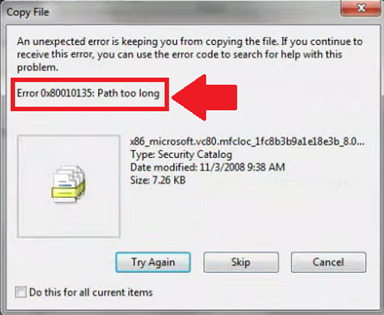 An unexpected error is keeping you from copying the file. Error